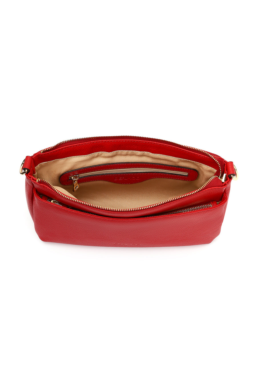 Women's Red Long Strap Leather Shoulder Bag