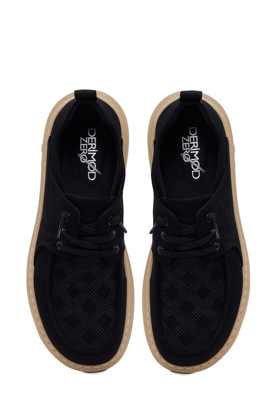 Derimod Zero Male Black Lace-Up Fabric Sneaker