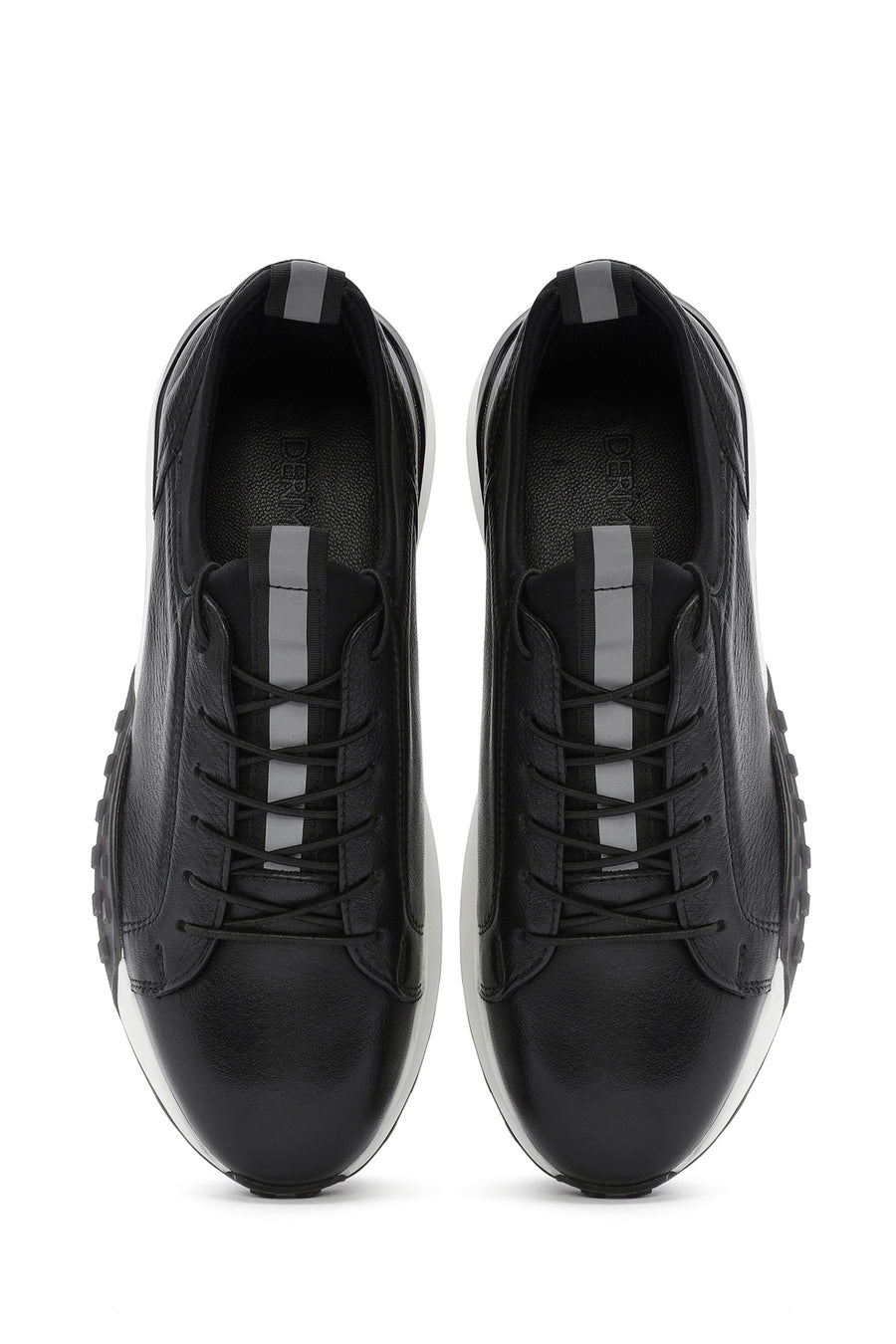 Men's Black Thick Sole Lace-up Leather Casual Sneaker