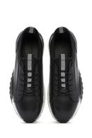 Men's Black Thick Sole Lace-up Leather Casual Sneaker | Derimod