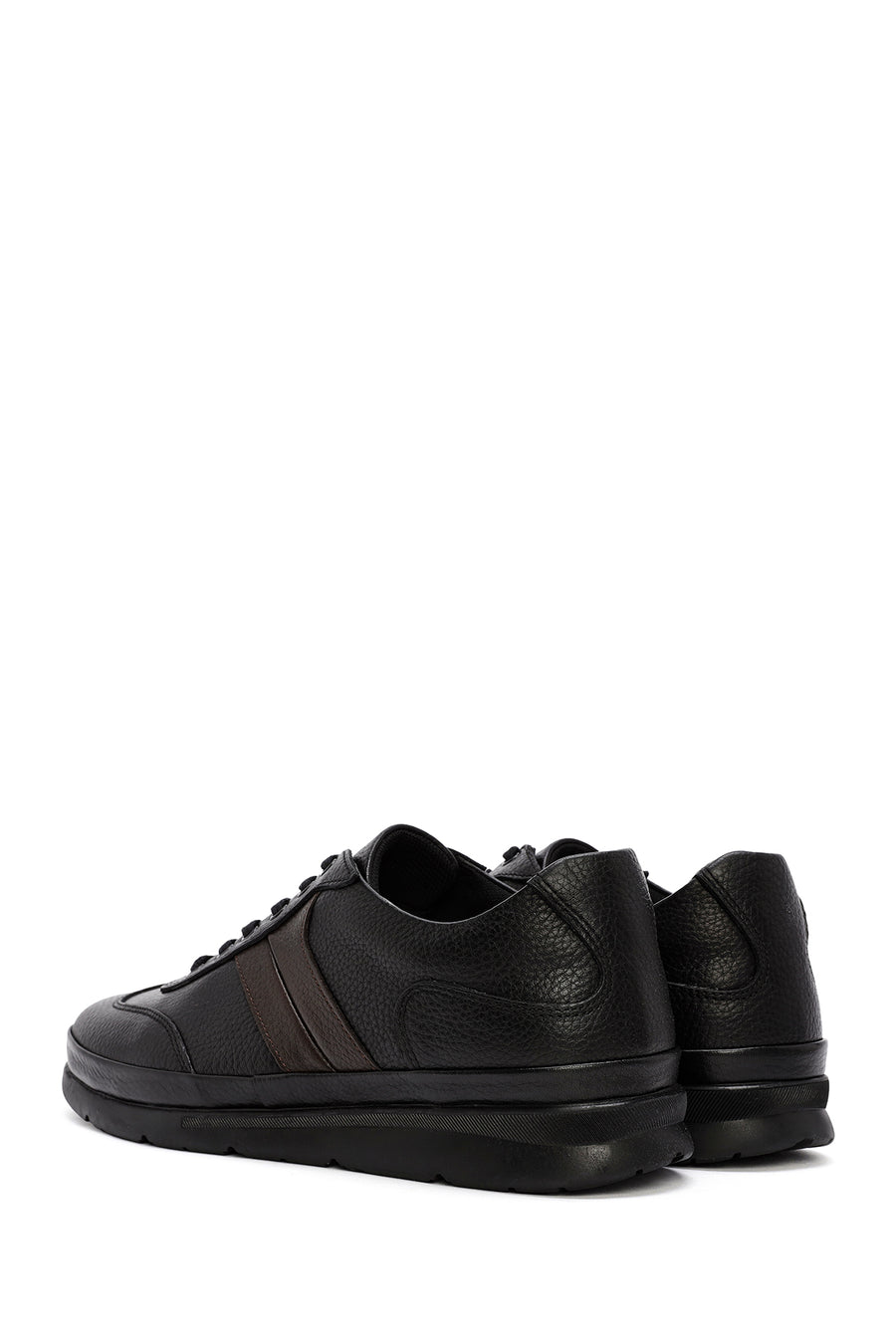 Erkek Siyah Bağcıklı Deri Sneaker