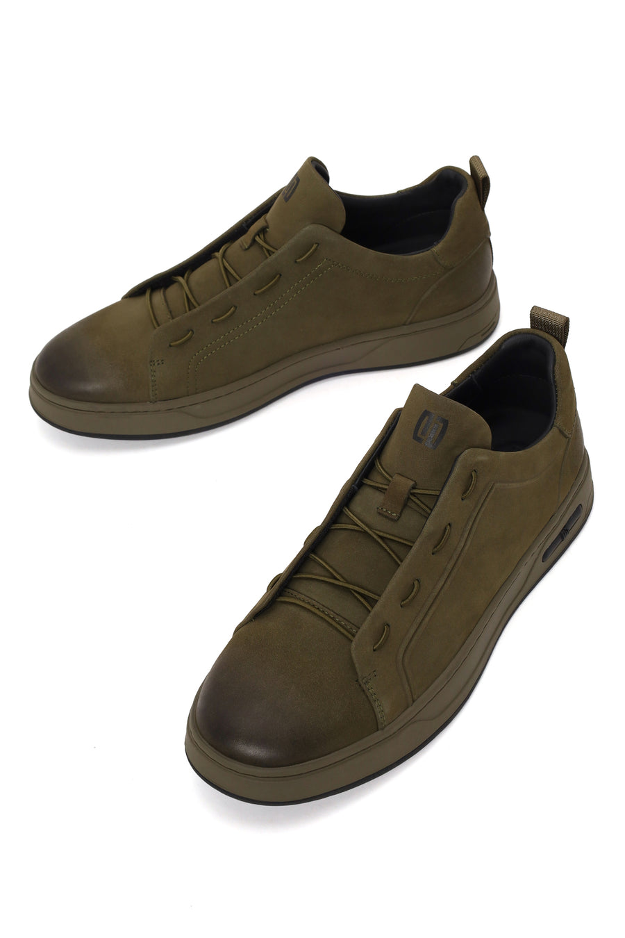 Male Khaki Lace-up Nubuck Leather Sneaker