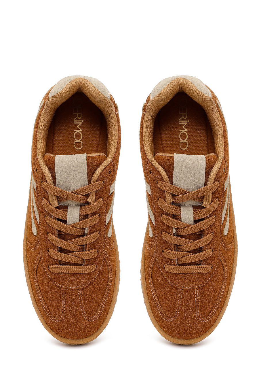 Woman Tan Lace-up Suede Sneaker