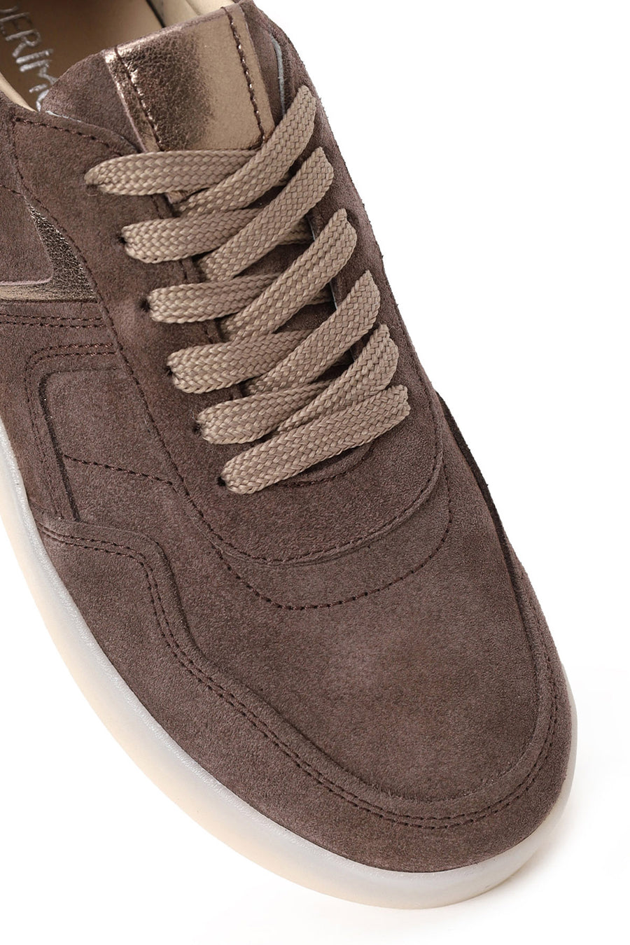 Woman Mink Lace-Up Suede Leather Sneaker