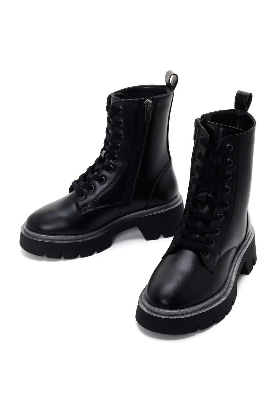 Women's Black Thick Soled Zippered Boots