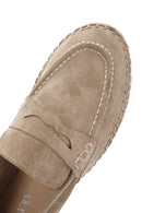 Women's Beige Suede Leather Espadrille | Derimod