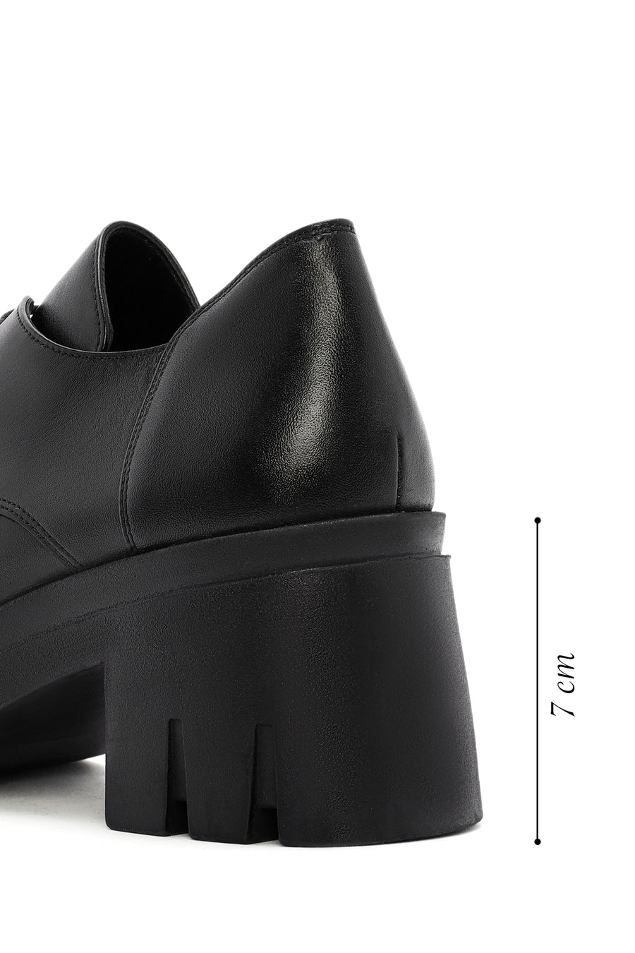 Women's Black Lace-Up Thick Heel Leather Masculine Classic Shoes