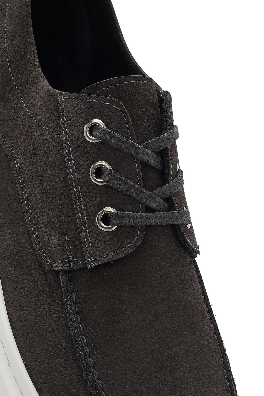 Men's Gray Lace-Up Nubuck Leather Casual Shoes