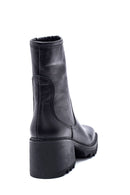 Women's Leather Zippered Heeled Boots | Derimod