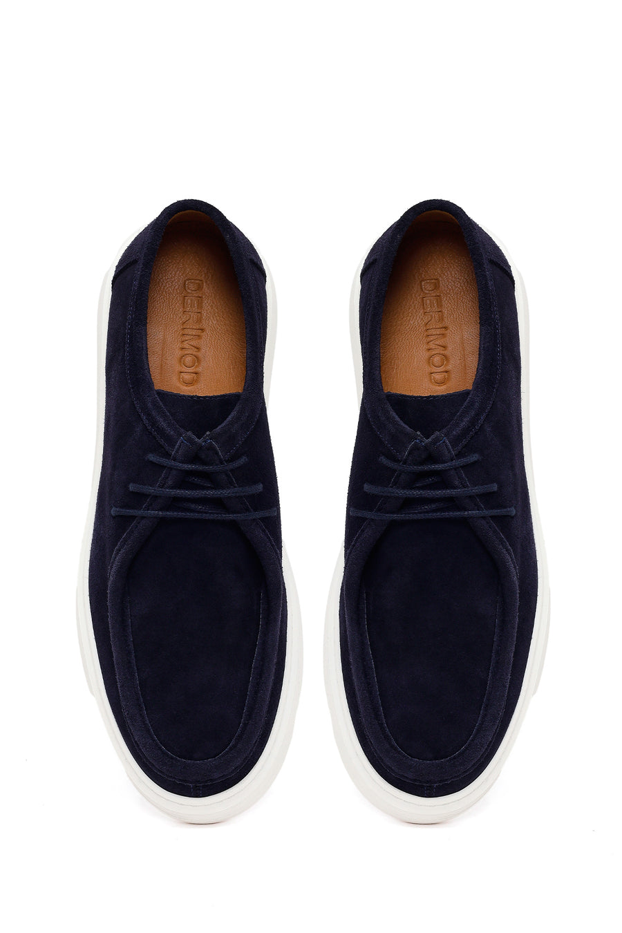 Male Navy Blue Lace-Up Thick-Soled Suede Casual Shoes