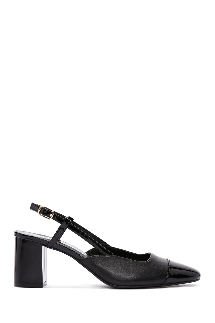 Women's Black Open-Back Heeled Leather Shoes 25SFD160114 | Derimod