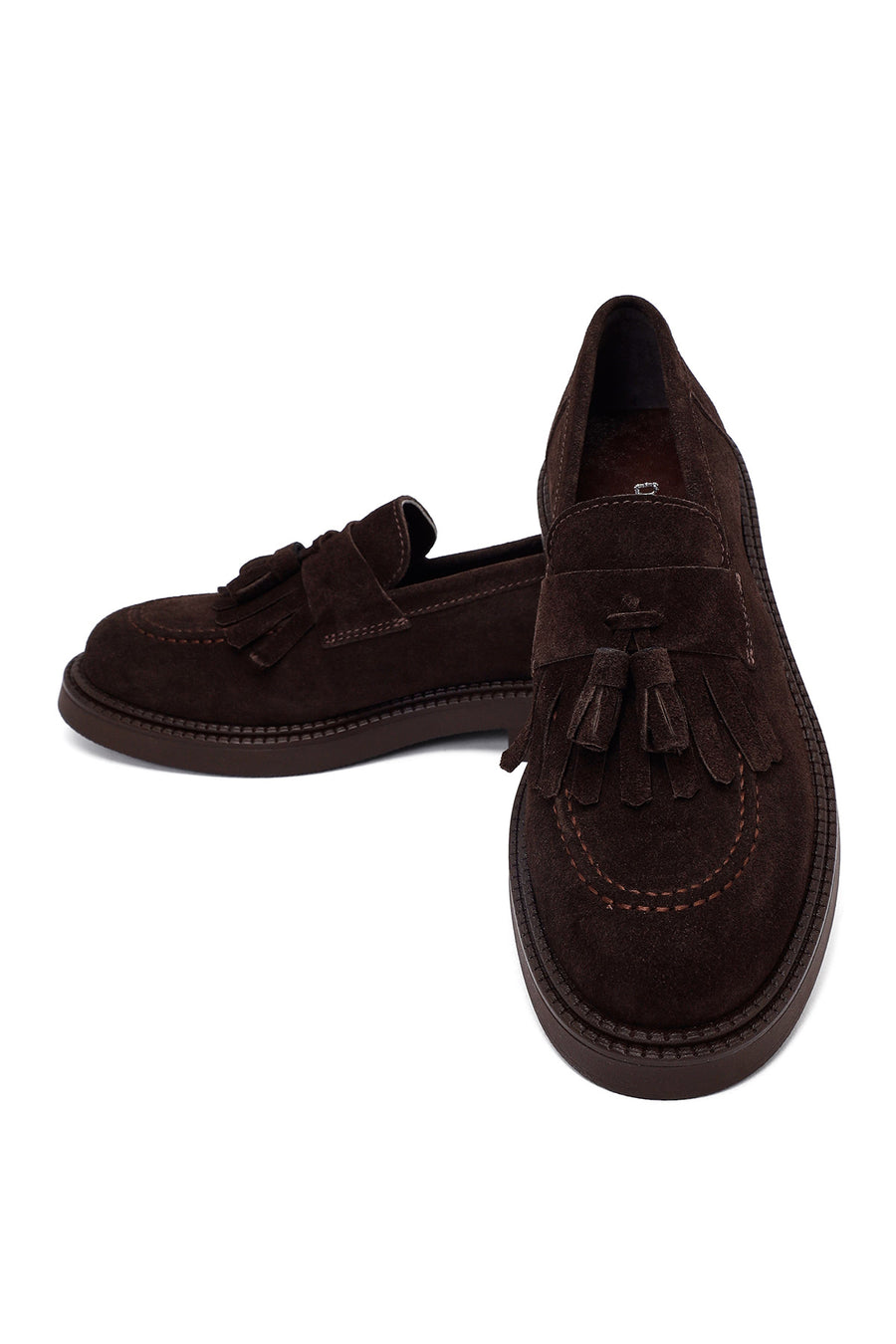 Woman Brown Tasselled Suede Loafer