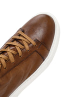 Men's Tan Lace-up Thick-Sole Leather Sneaker | Derimod