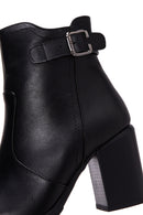 Women's Black Zippered Chunky Heel Boots | Derimod