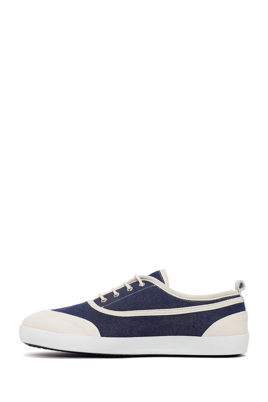 Woman Blue Lace-Up Jean Leather Sneaker