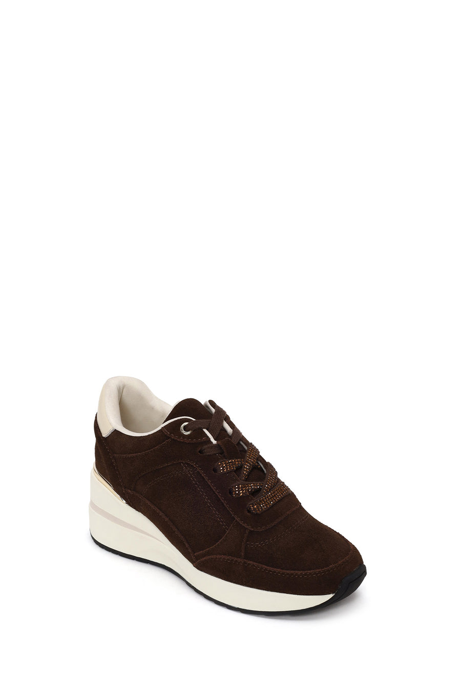 Woman Brown Lace-Up Wedge-Heel Suede Shoe