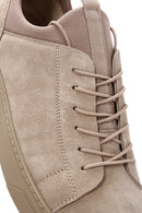 Derimod Fly Men's Beige Lace-Up Suede Leather Sneaker | Derimod