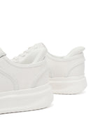 Erkek Beyaz Bağcıklı Kalın Tabanlı Deri Sneaker | Derimod