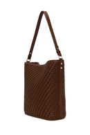 Woman Brown Long-Strap Braided Shoulder Bag | Derimod