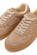Women's Beige Lace-Up Chunky Sole Suede Sneaker | Derimod