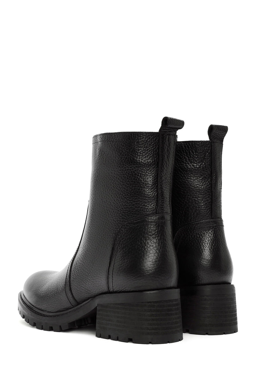Woman Black Zip Closure Leather Boots