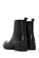 Women's Black Zippered Leather Boots | Derimod