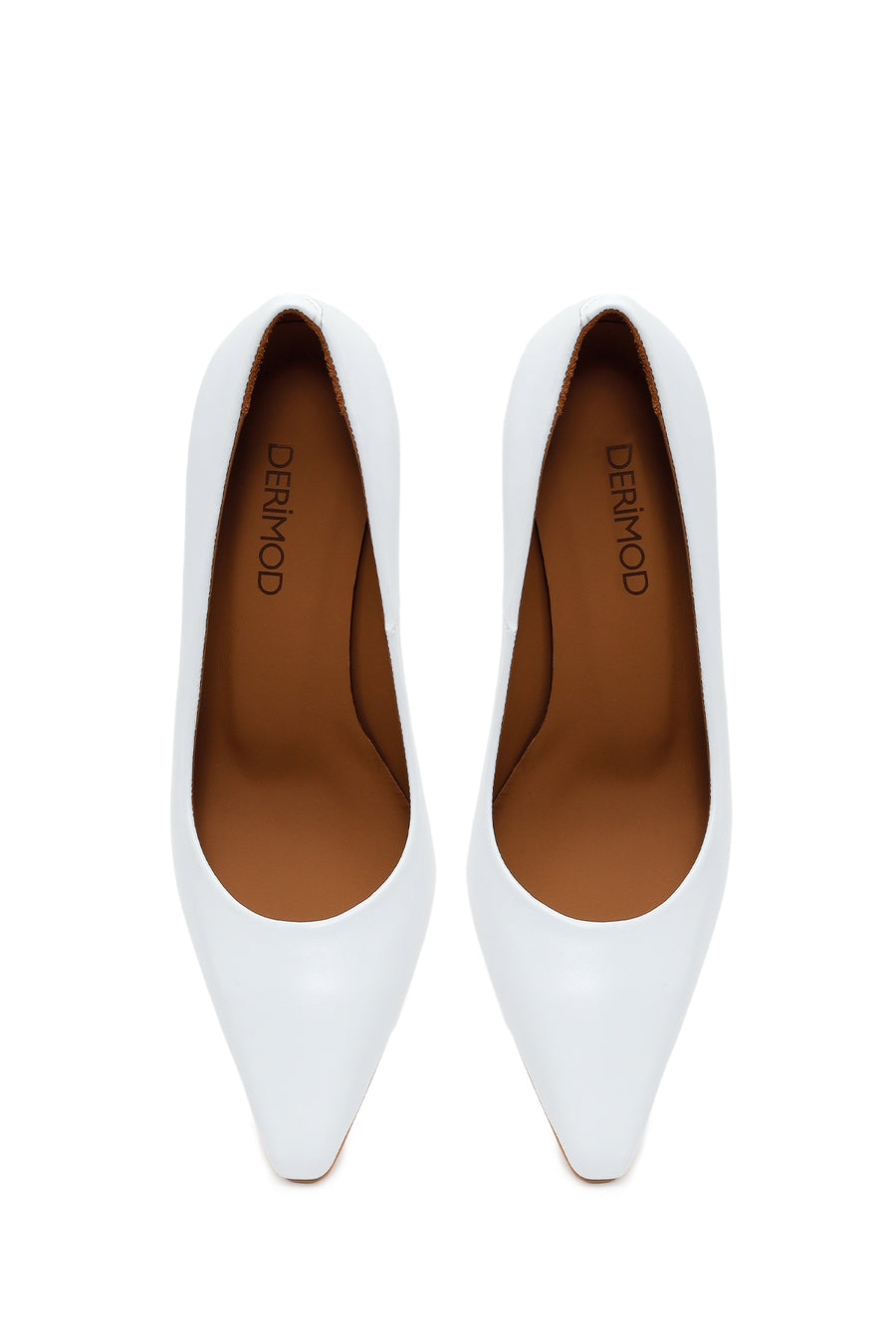 Woman White Thick-Heeled Leather Stiletto