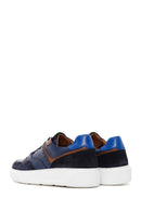 Men's Navy Blue Leather Thick Soled Sneaker | Derimod