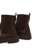 Woman Brown Thick-Soled Leather Chelsea Boots | Derimod