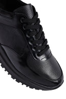Erkek Siyah Bağcıklı Deri Casual Sneaker | Derimod