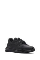 Men's Black Lace-up Thick-Sole Leather Sneaker | Derimod