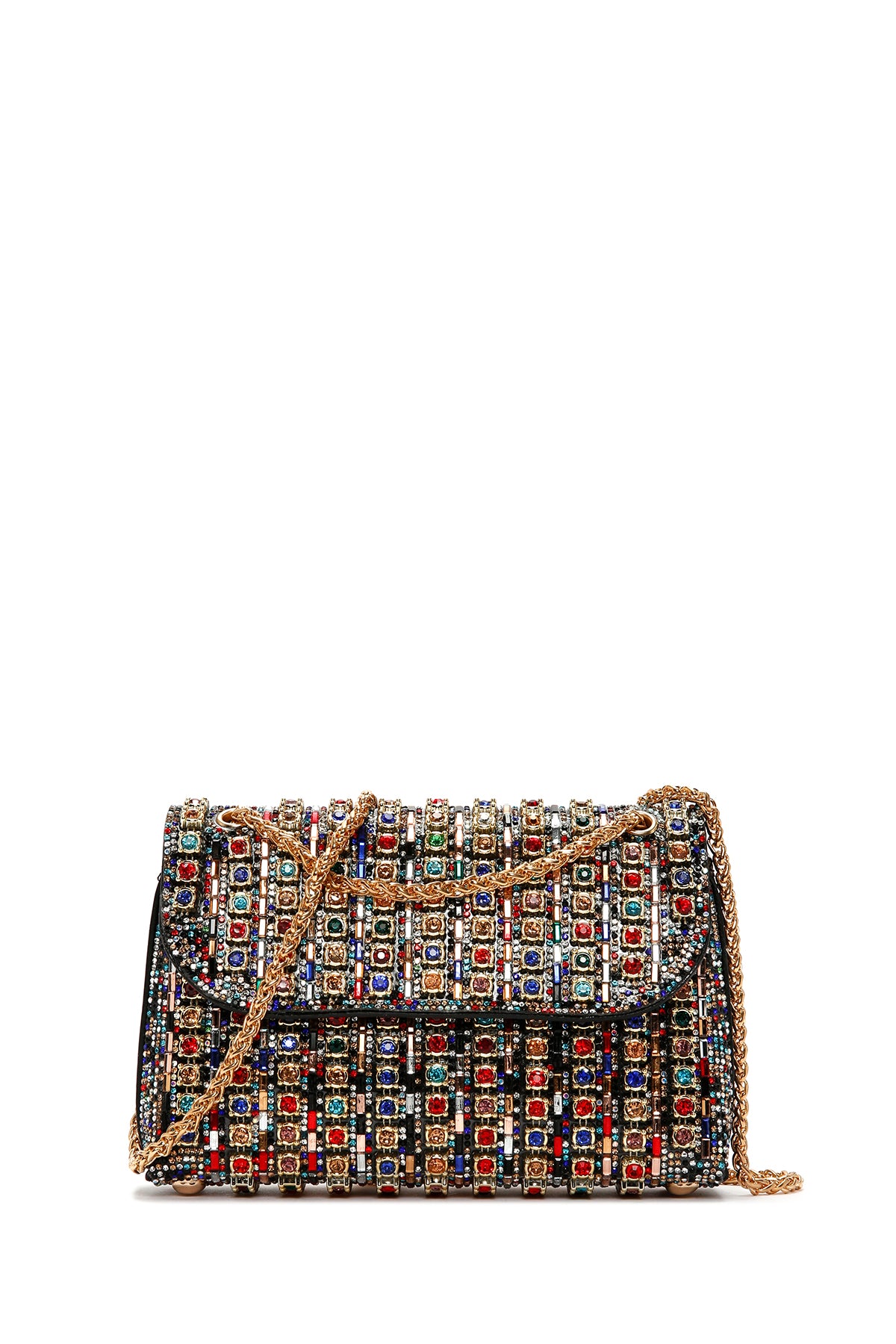 Women's Multi-Colored Long Chain Strap Stoned Shoulder Bag 24WBD2874TS | Derimod