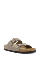 Birkenstock Men's Brown Arizona Double Buckle Leather Slippers | Derimod