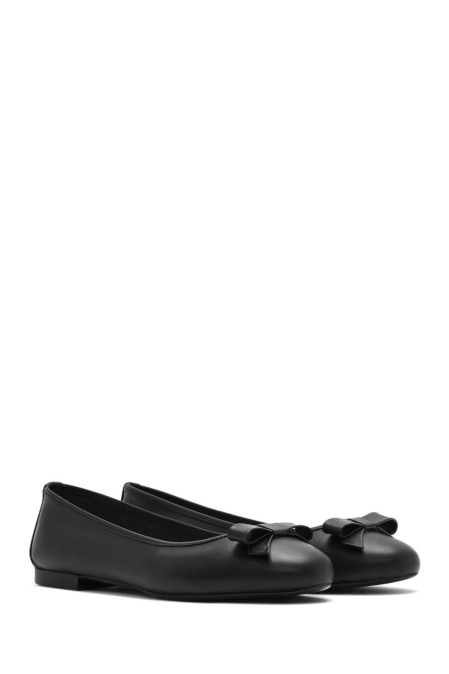 Women's Black Leather Ballerinas