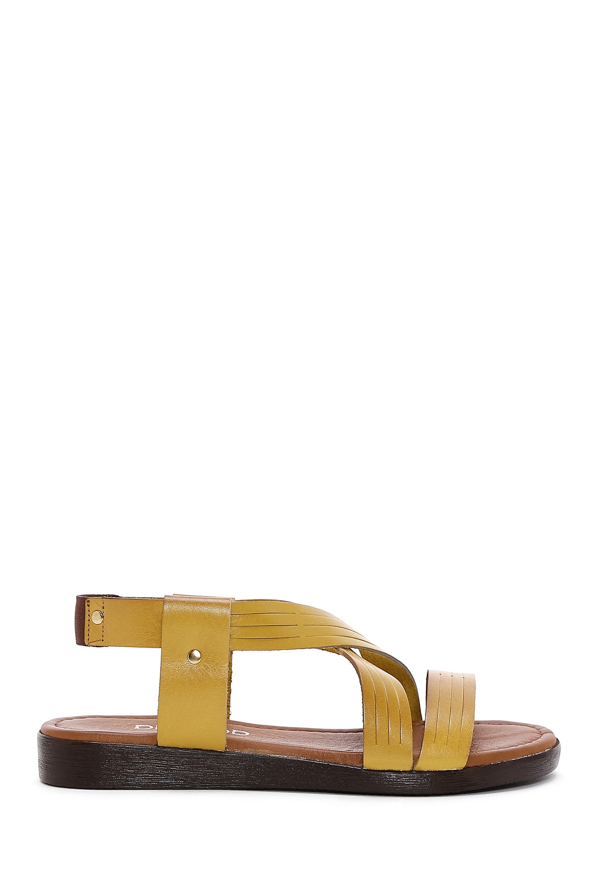 Women's Yellow Leather Bodrum Sandals 23SFD330818 | Derimod