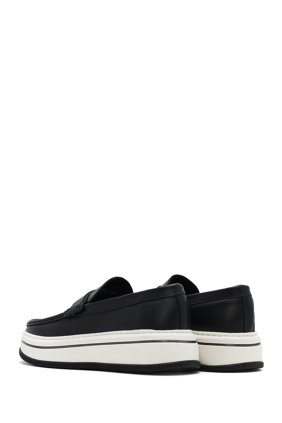 Men's Black Thick-Soled Leather Casual Loafer