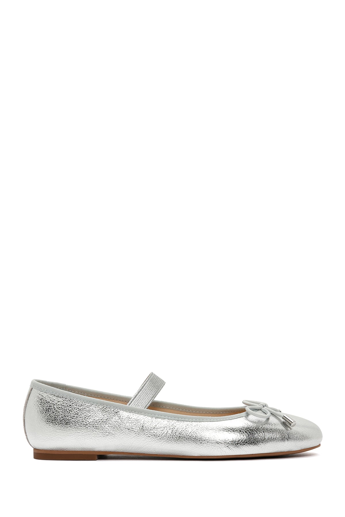 Women's Silver Metallic Leather Ballerinas 24SFD550232 | Derimod