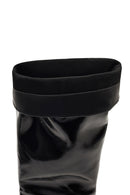 Woman Black Short Thin-Heeled Patent Leather Boot | Derimod