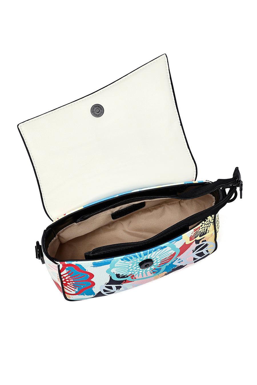 Women's White Long Strap Printed Shoulder Bag