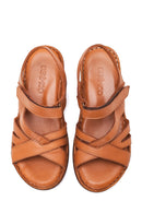 Women's Tan Leather Comfort Sandals | Derimod