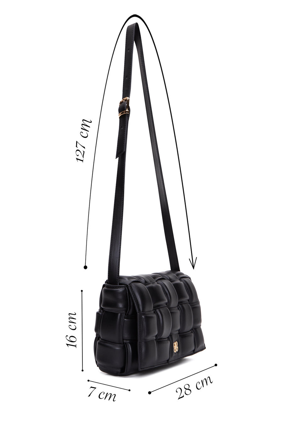 Women's Black Braided Shoulder Bag