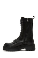 Women's Black Leather Thick Soled Boots | Derimod