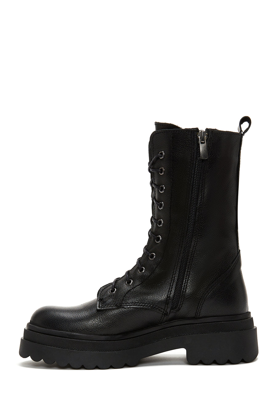 Women's Black Zippered Leather Boots