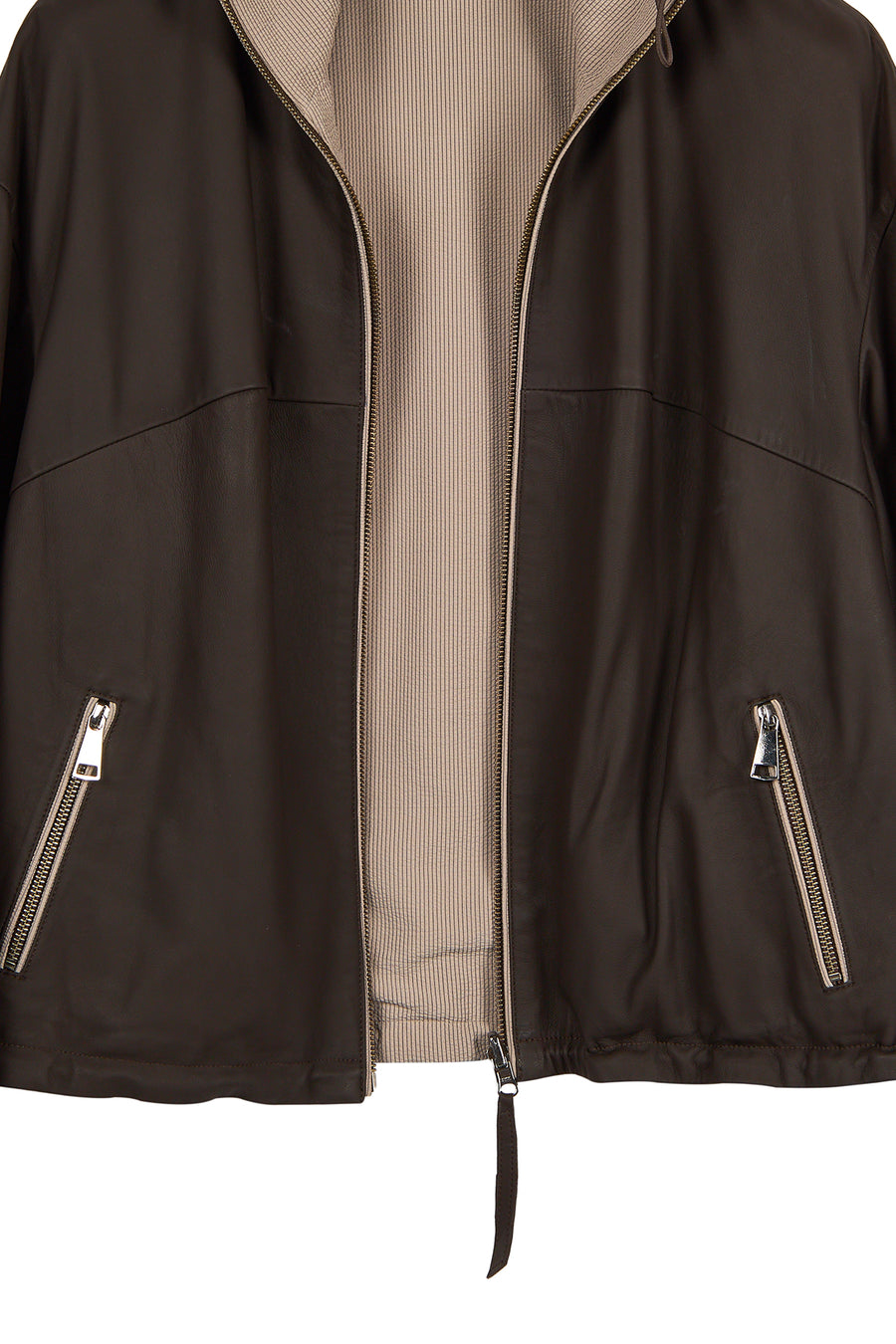 Arlin Woman Brown Reversible Oversized Leather Jacket