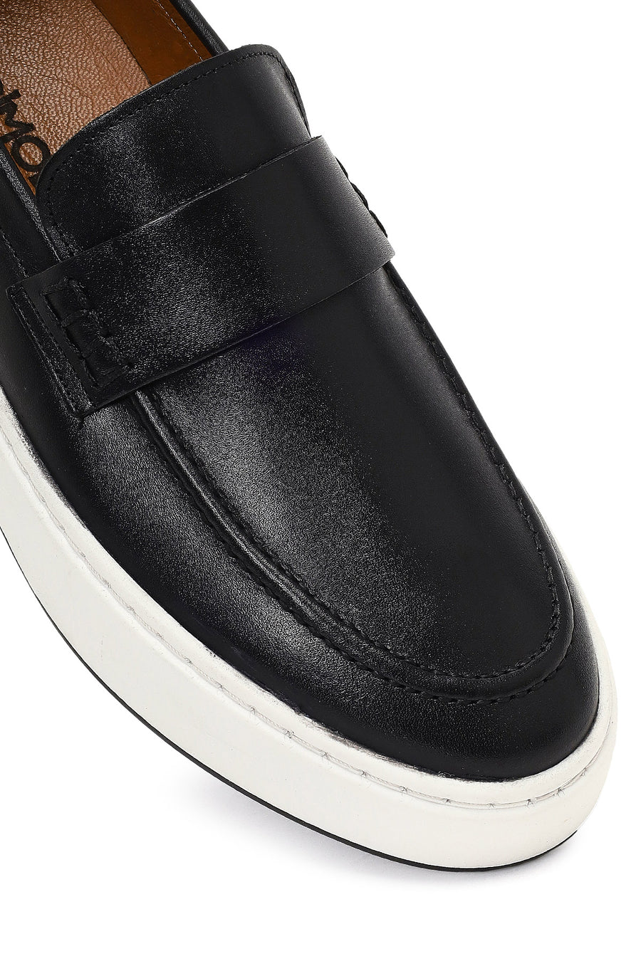Male Black Thick-Soled Leather Loafer