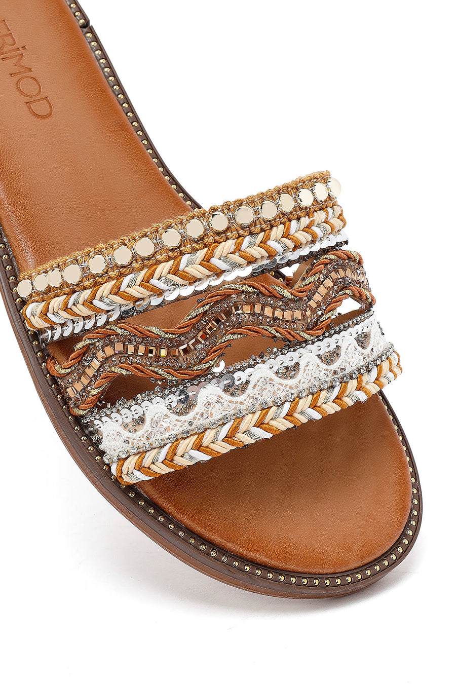 Woman Beige Stone Slippers