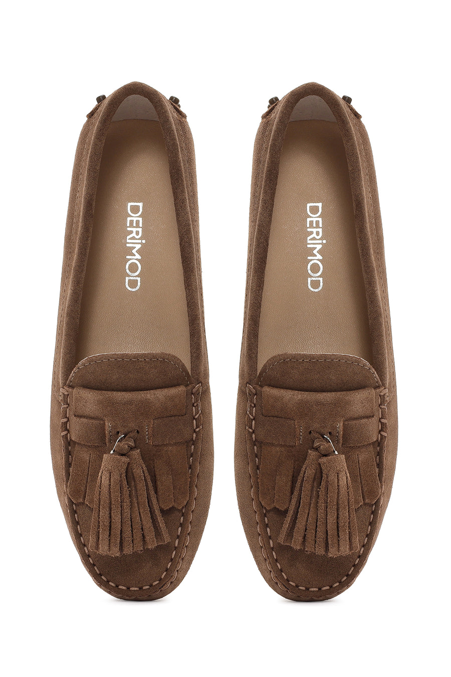 Women's Tan Tassel Suede Leather Loafer