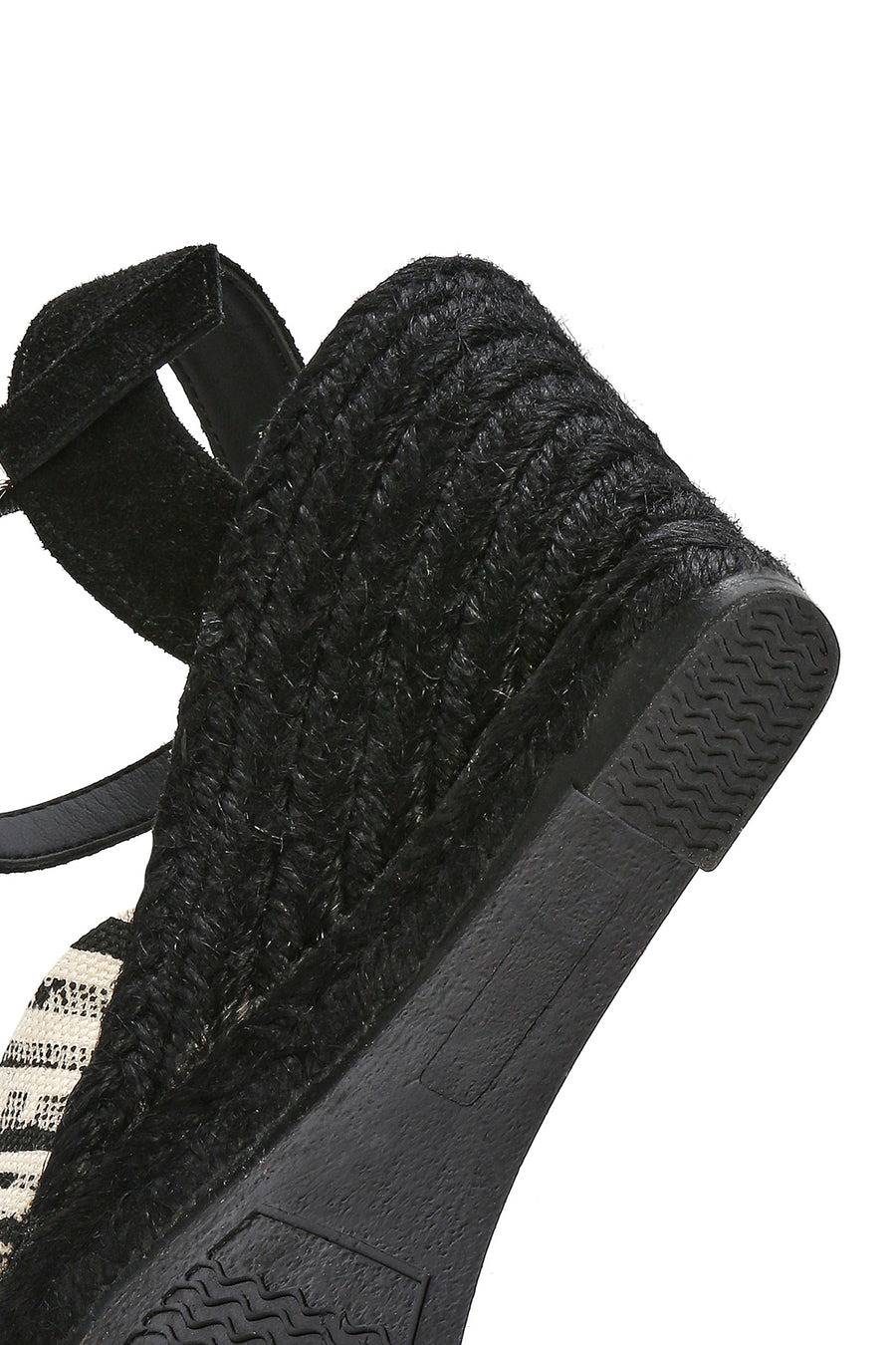 Kastamonu Stone Print Women's Black Patterned Wedge Heeled Espadrille Sandals