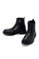 Men's Black Zippered Leather Casual Boots | Derimod