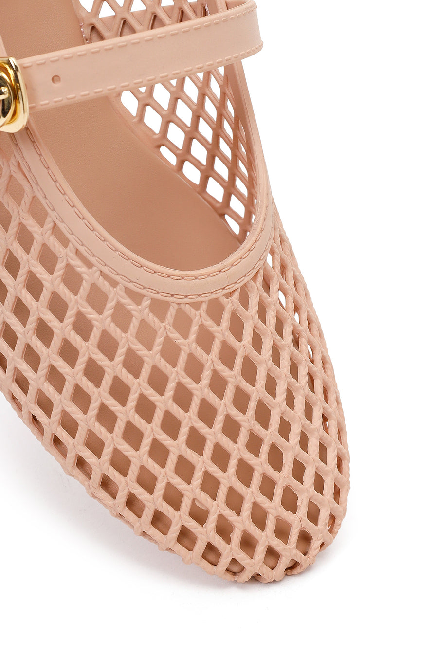 Women's Beige Buckled Jelly Ballerinas